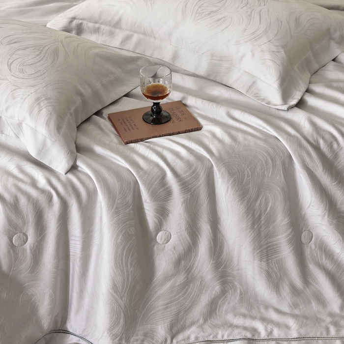 91家纺网 家纺一手货源 找家纺 黛舒家居 2025新款60S兰精天丝精美提花夏被-艾迪斯 艾迪斯-灰