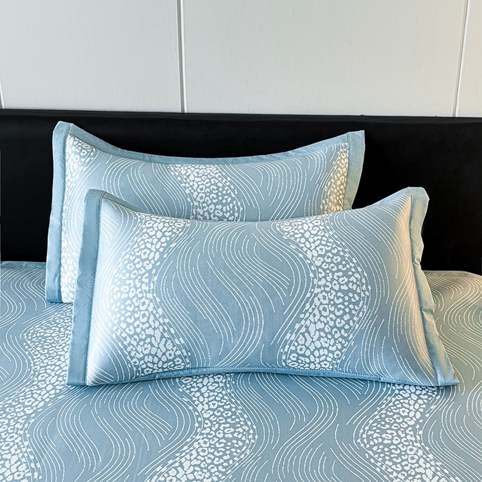 91家纺网 家纺一手货源 找家纺 2025新款A类PE提花凉席-波光粼粼 波光粼粼-以太兰