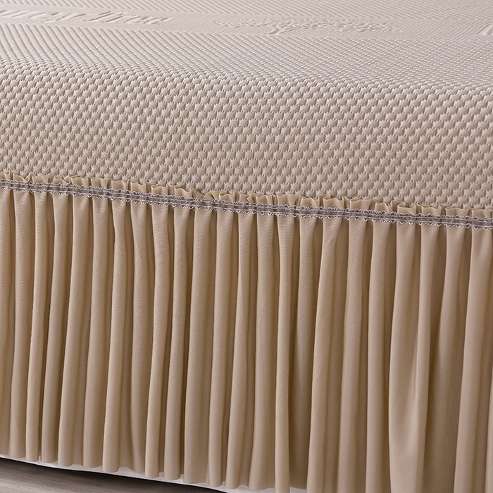 91家纺网 家纺一手货源 找家纺 畅畅家纺 2025新款立体提花凉豆豆席床裙款凉席 金钱树-咖