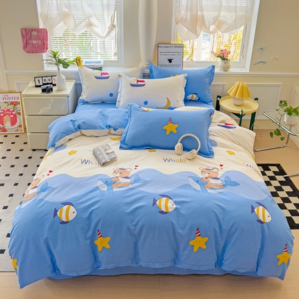 91家纺网 家纺一手货源 找家纺 （总）依庭 2025新款全棉印花花卉款四件套单品系列-四件套