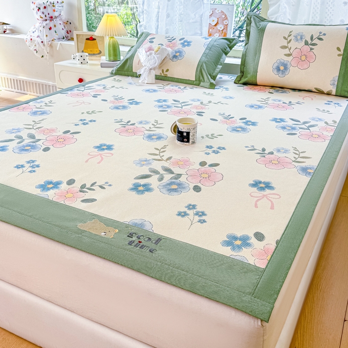 91家纺网 家纺一手货源 找家纺 2025新款A类抗菌数码印花冰藤席 花絮