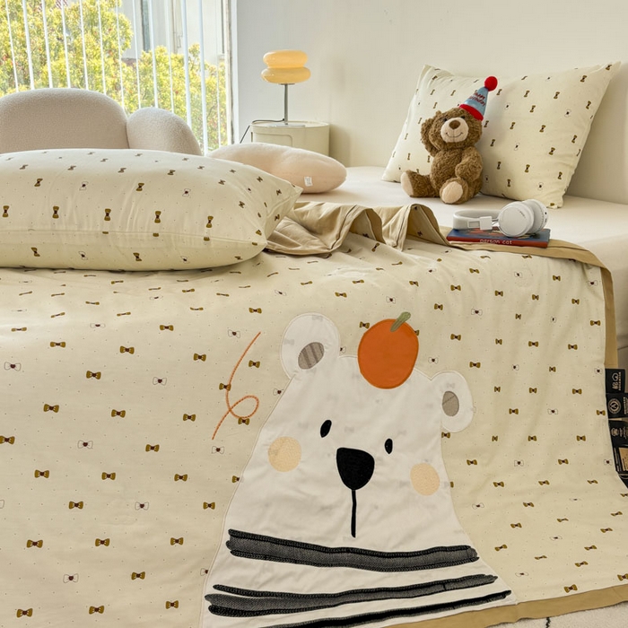 91家纺网 家纺一手货源 找家纺 鸣升家纺  2025新款精梳全棉纯棉绣花夏被夏凉被空调被 桔子熊熊