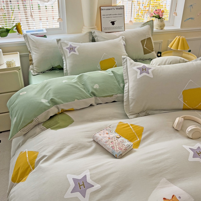 91家纺网 家纺一手货源 找家纺 依庭 2025新款全棉印花花卉款四件套单品系列-四件套 星烁