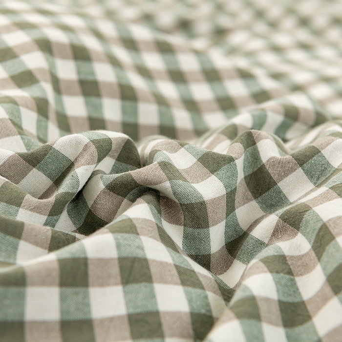 91家纺网 家纺一手货源 找家纺 居美良品 2025新款100%全棉色织水洗棉四件套 绿小格