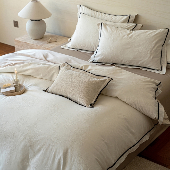 91家纺网 家纺一手货源 找家纺 （总）2025新款云感超柔60支厚织提花浮雕四件套-棉屿时光