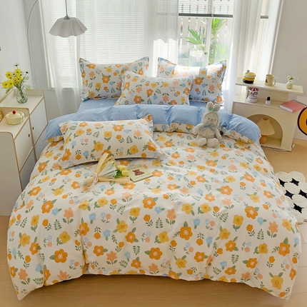 91家纺网 家纺一手货源 找家纺 （总）依庭 2025新款全棉印花花卉款四件套单品系列-四件套