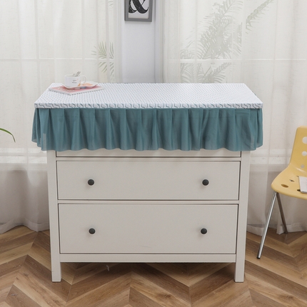 2025新款防滑防尘斗柜套裙边-水波纹系列 浅蓝