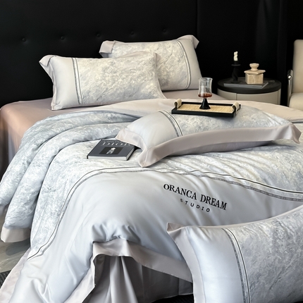 91家纺网 家纺一手货源 找家纺 （总）祺瑞佳 2025夏季新品莱赛尔天丝数码印花刺绣绣花天丝四件套