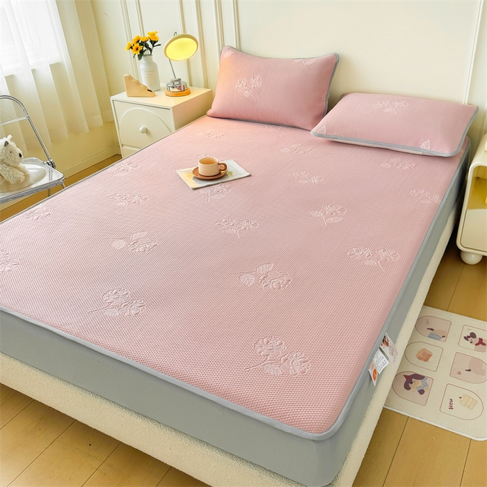 91家纺网 家纺一手货源 找家纺 恒爱   2025新款冰丝牡丹花床笠 豆沙