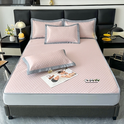 席皇后 2025新款亲肤舒适A类提花冰丝凉席 床笠款 快乐熊猫-粉