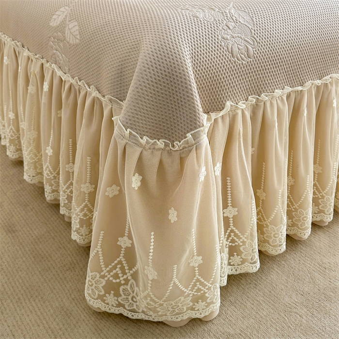 91家纺网 家纺一手货源 找家纺 恒爱   2025新款冰丝牡丹花床盖 卡其