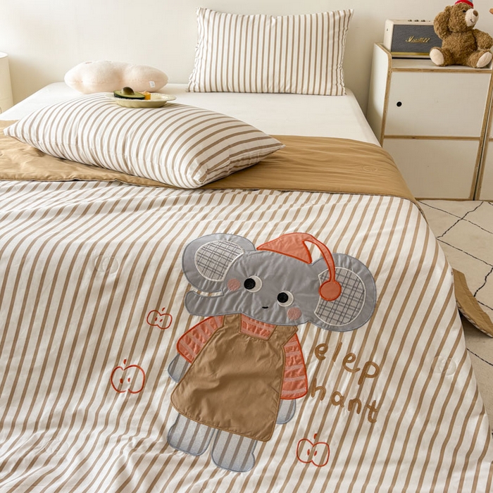 91家纺网 家纺一手货源 找家纺 鸣升家纺  2025新款精梳全棉纯棉绣花夏被夏凉被空调被 象可爱