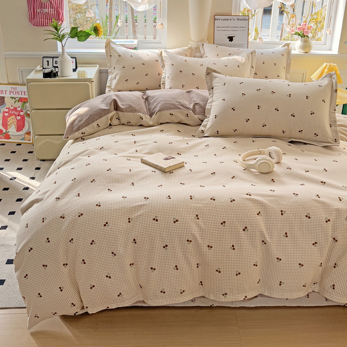 91家纺网 家纺一手货源 找家纺 依庭 2025新款全棉印花花卉款四件套单品系列-四件套 樱姿