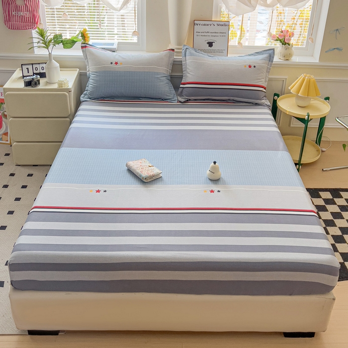 91家纺网 家纺一手货源 找家纺 依庭 2025新款全棉印花花卉款四件套单品系列-单床笠 沐光