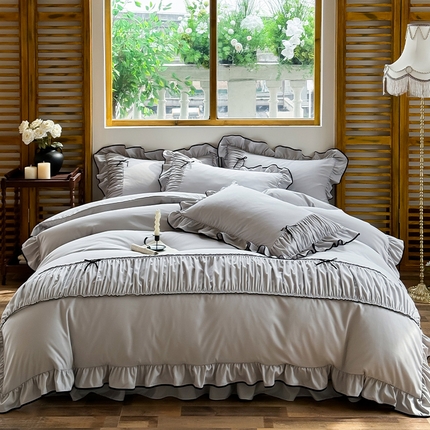 91家纺网 家纺一手货源 找家纺 （总）2025秋冬新款A类母婴级法式风忆棉床裙床笠四件套