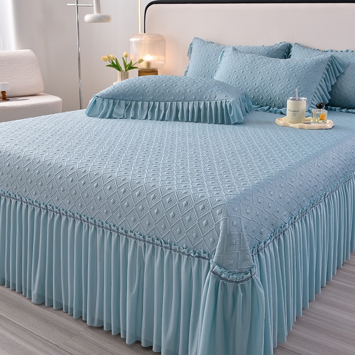 91家纺网 家纺一手货源 找家纺 （总）畅畅家纺 2025新款立体提花凉豆豆席床裙款凉席