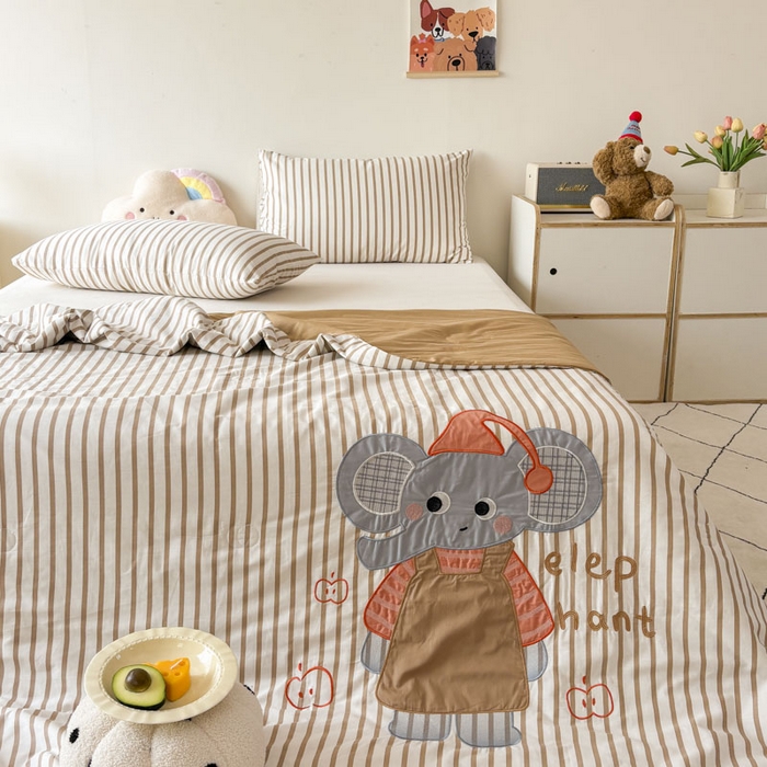 91家纺网 家纺一手货源 找家纺 鸣升家纺  2025新款精梳全棉纯棉绣花夏被夏凉被空调被 象可爱