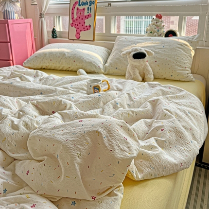 91家纺网 家纺一手货源 找家纺 （总）奈颜  2025新款爆款超柔云感提花双层纱夏凉被四件套