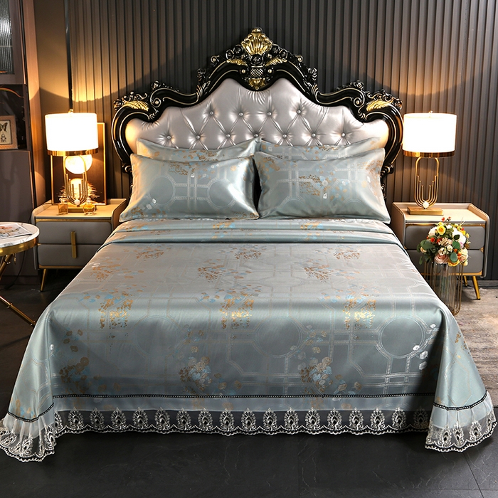 91家纺网 家纺一手货源 找家纺 席皇后  2025新款可机洗抗菌提花冰丝席 几何金