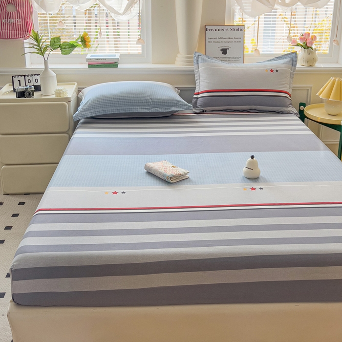 91家纺网 家纺一手货源 找家纺 依庭 2025新款全棉印花花卉款四件套单品系列-单床笠 沐光