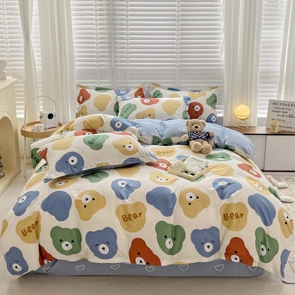 91家纺网 家纺一手货源 找家纺 （总）依庭 2025新款全棉印花花卉款四件套单品系列-四件套