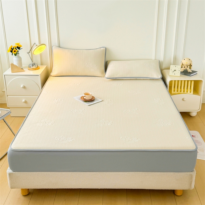 91家纺网 家纺一手货源 找家纺 恒爱   2025新款冰丝牡丹花床笠 象牙白