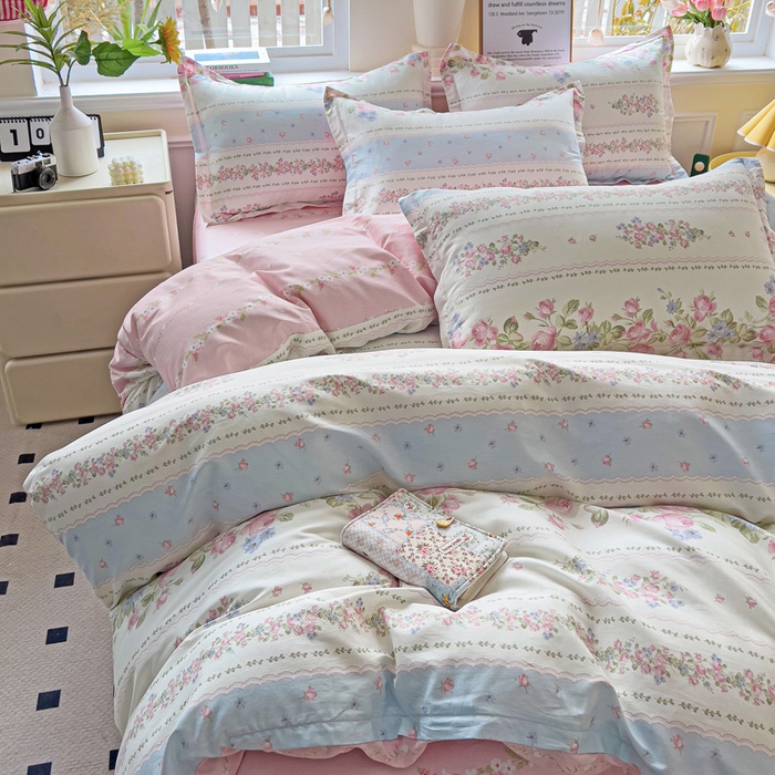 91家纺网 家纺一手货源 找家纺 依庭 2025新款全棉印花花卉款四件套单品系列-四件套 云听若舞