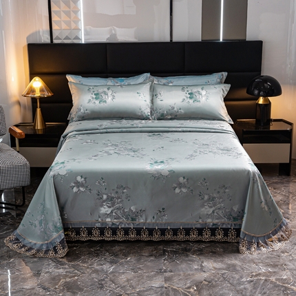 席皇后  2025新款可机洗抗菌提花冰丝席 牡丹绿