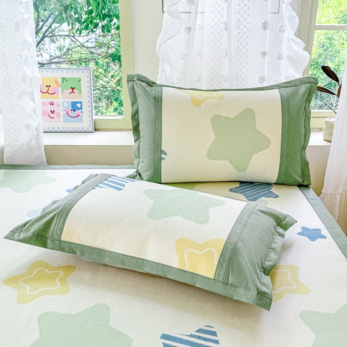 91家纺网 家纺一手货源 找家纺 2025新款A类抗菌数码印花冰藤席 星尚璀璨