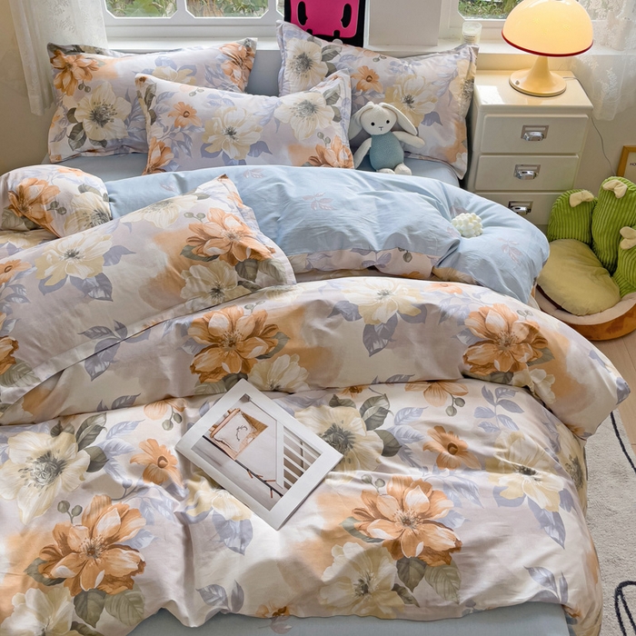 91家纺网 家纺一手货源 找家纺 依庭 2025新款全棉印花花卉款四件套单品系列-四件套 湘梦