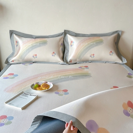 橘滋  2025新款高端轻奢简约数码印花冰丝席-床席 彩虹花