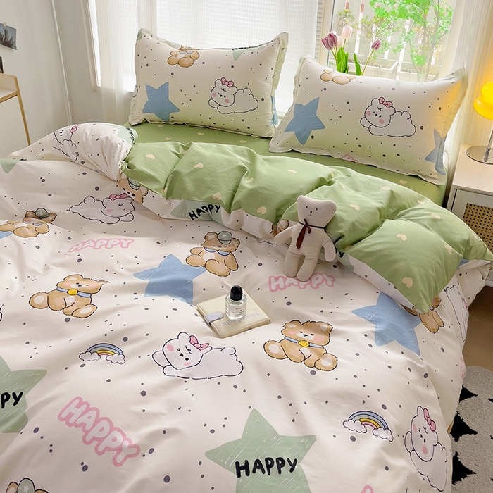 91家纺网 家纺一手货源 找家纺 依庭 2025新款全棉印花花卉款四件套单品系列-四件套 幸运星