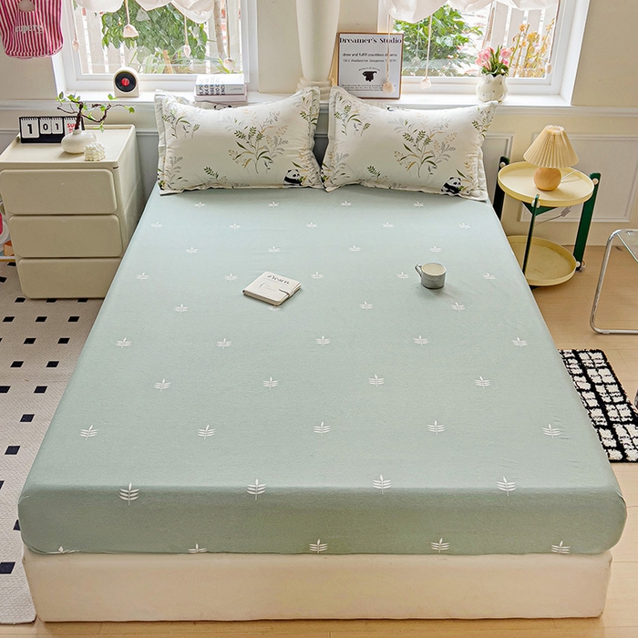 91家纺网 家纺一手货源 找家纺 依庭 2025新款全棉印花花卉款四件套单品系列-单床笠 熊猫仔仔