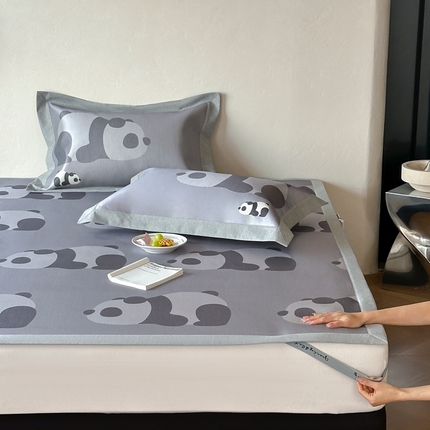 91家纺网 家纺一手货源 找家纺 （总）橘滋  2025新夏日高端A类原创设计轻奢简约数码印花冰丝席凉席-床席