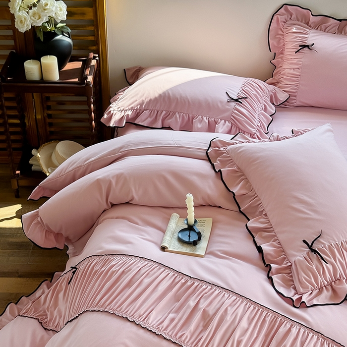 91家纺网 家纺一手货源 找家纺 （总）2025秋冬新款A类母婴级法式风忆棉床裙床笠四件套