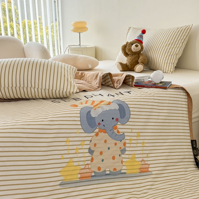 91家纺网 家纺一手货源 找家纺 鸣升家纺  2025新款精梳全棉纯棉绣花夏被夏凉被空调被 星星小象