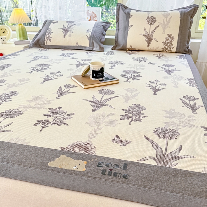 91家纺网 家纺一手货源 找家纺 2025新款A类抗菌数码印花冰藤席 飞花令