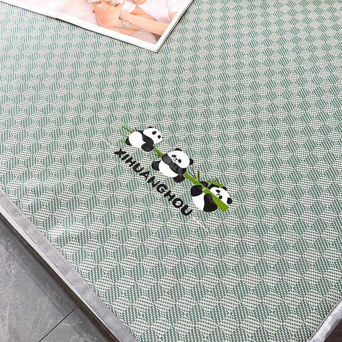 91家纺网 家纺一手货源 找家纺 席皇后 2025新款亲肤舒适A类提花冰丝凉席 床笠款 快乐熊猫-绿