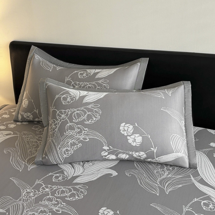 91家纺网 家纺一手货源 找家纺 2025新款A类PE提花凉席-蕙质兰心 蕙质兰心-爵士灰