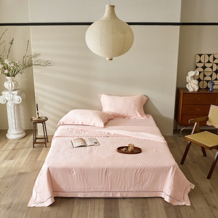 黛舒家居 2025新款60S兰精天丝精美提花夏被-艾迪斯 艾迪斯-粉