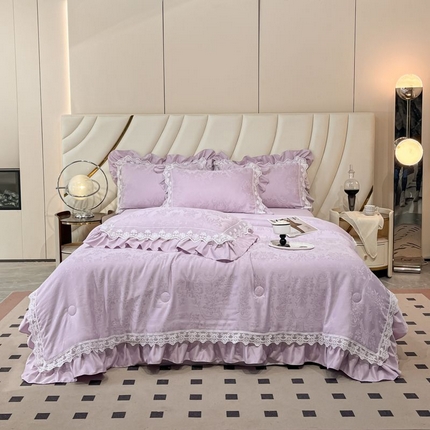 爱家（原缔乐家纺） 2025新款天丝棉提花夏被四件套-梦洛伊 梦洛伊-梦幻紫