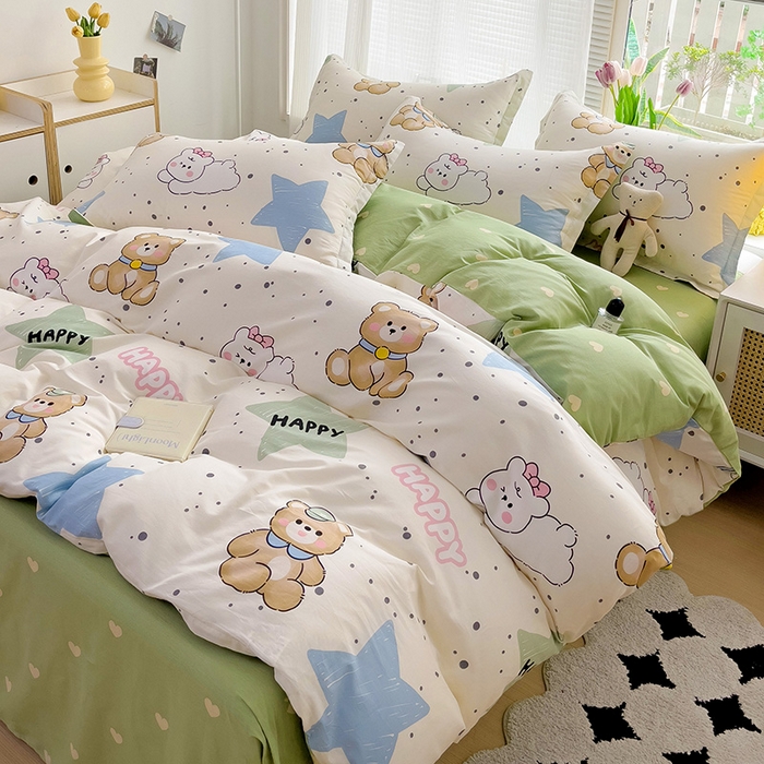 91家纺网 家纺一手货源 找家纺 依庭 2025新款全棉印花花卉款四件套单品系列-四件套 幸运星