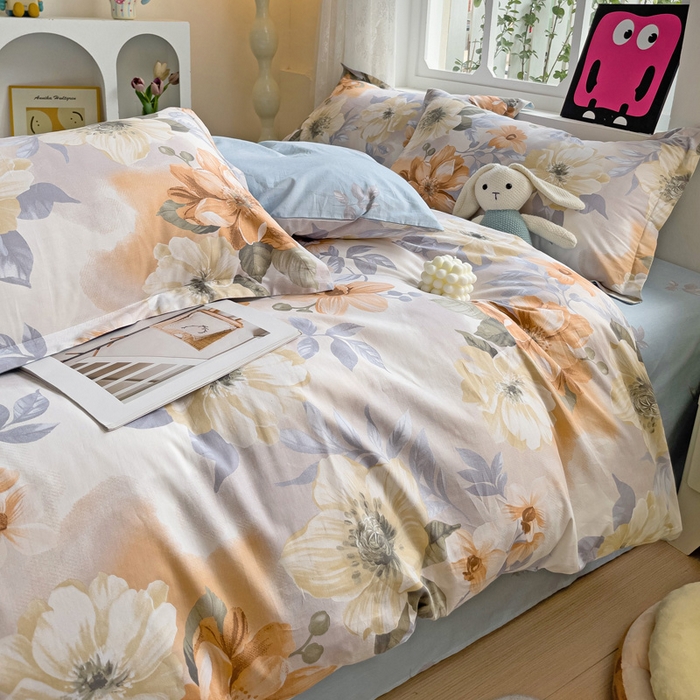 91家纺网 家纺一手货源 找家纺 依庭 2025新款全棉印花花卉款四件套单品系列-四件套 湘梦