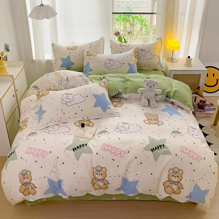 91家纺网 家纺一手货源 找家纺 （总）依庭 2025新款全棉印花花卉款四件套单品系列-四件套