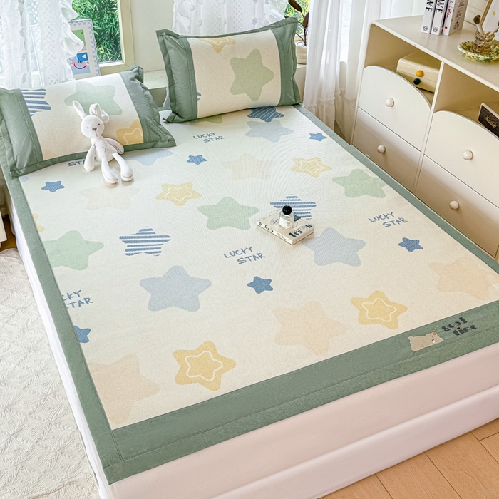 91家纺网 家纺一手货源 找家纺 2025新款A类抗菌数码印花冰藤席 星尚璀璨