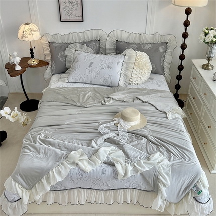 菊上家纺 2025新款PE中分子凉席-小香玫瑰系列 白玫瑰