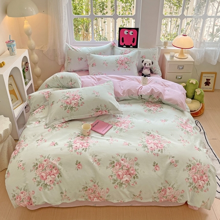 91家纺网 家纺一手货源 找家纺 （总）依庭 2025新款全棉印花花卉款四件套单品系列-四件套