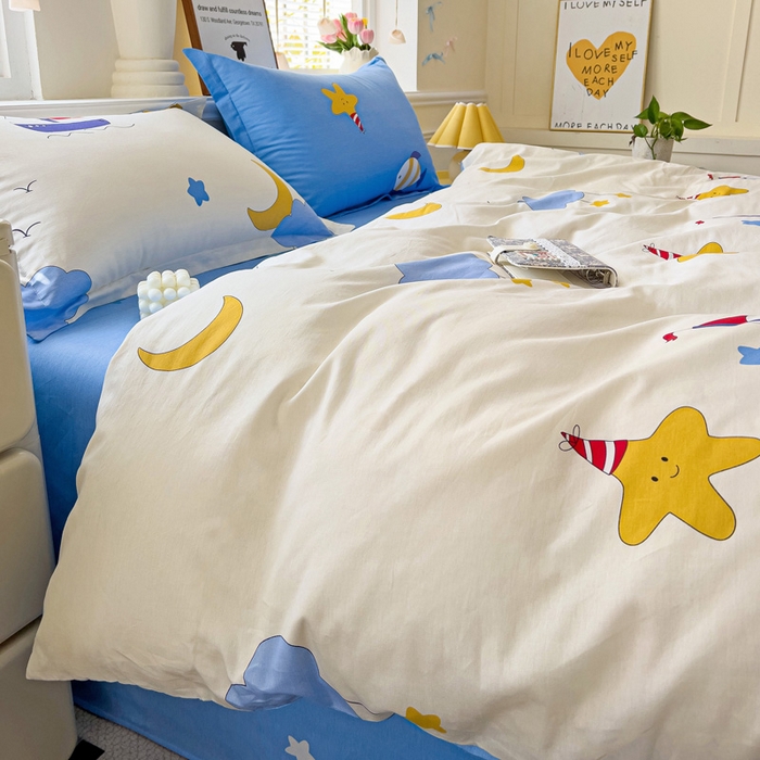 91家纺网 家纺一手货源 找家纺 依庭 2025新款全棉印花花卉款四件套单品系列-四件套 水上乐园