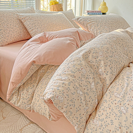 2025水洗棉双层纱简约风ins风小碎花被套床单款床笠款三四件套-单被套