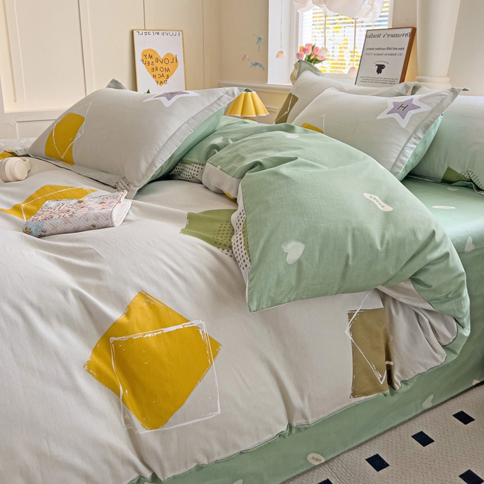 91家纺网 家纺一手货源 找家纺 依庭 2025新款全棉印花花卉款四件套单品系列-四件套 星烁